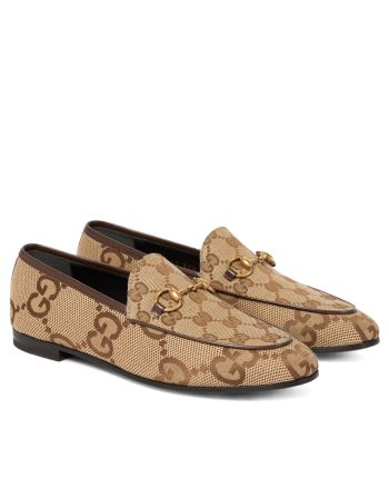 Gucci Women's Jordaan Maxi GG Canvas Loafers Apricot