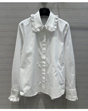Chanel Women's Lace Collar Shirt White
