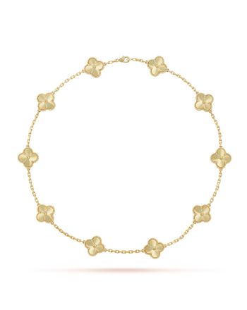 Van Cleef & Arpels Women's Vintage Alhambra Necklace, 10 Motifs Golden
