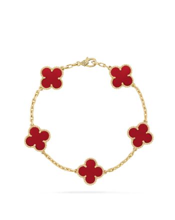 Van Cleef & Arpels Women's Vintage Alhambra Bracelet, 5 Motifs Red