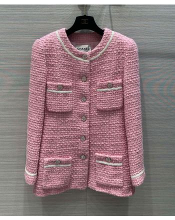 Chanel Women's Wool Tweed Jacket Pink